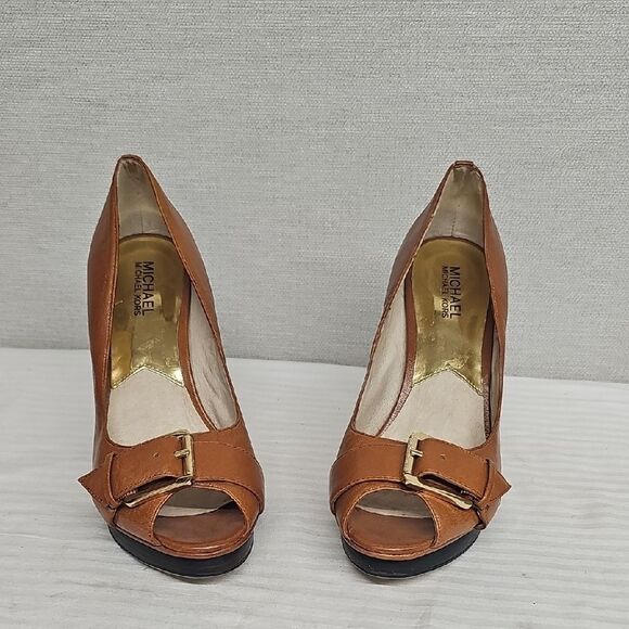 MICHAEL KORS BUCKEL PEEP TOE HEELS BFPM-05-147 - Picture 1 of 8